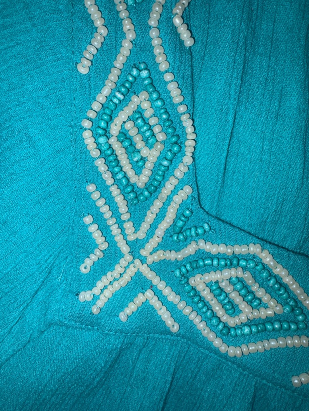 Rebecca Malone Woman Teal Short-Sleeve beaded Square-Neck Top 2x